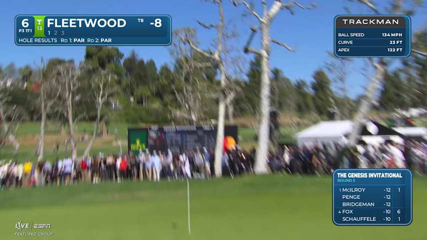 Tommy Fleetwood sinks 19-foot birdie putt on No. 6 at The Genesis