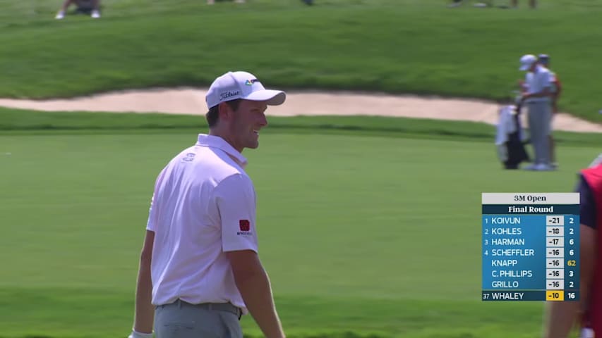 Vince Whaley holes 32-foot shot from rough for birdie on No. 17 at 3M Open