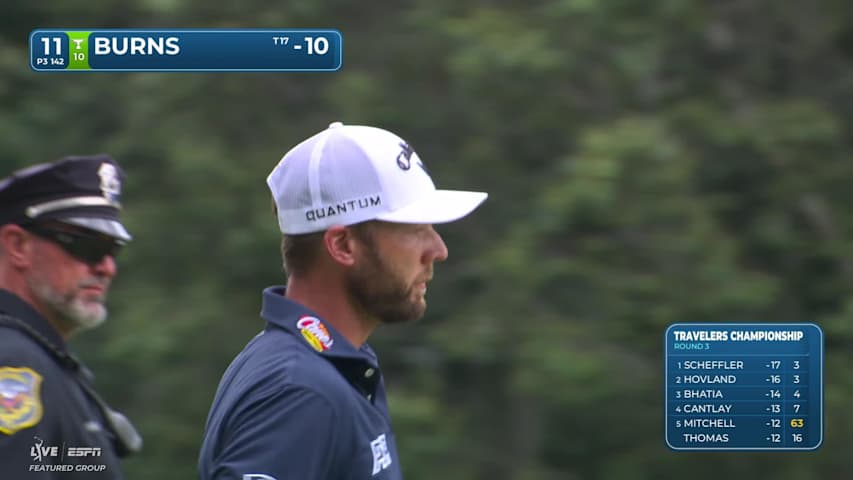 Sam Burns hits tee shot to 7 feet, sets up birdie on No. 11 at Travelers