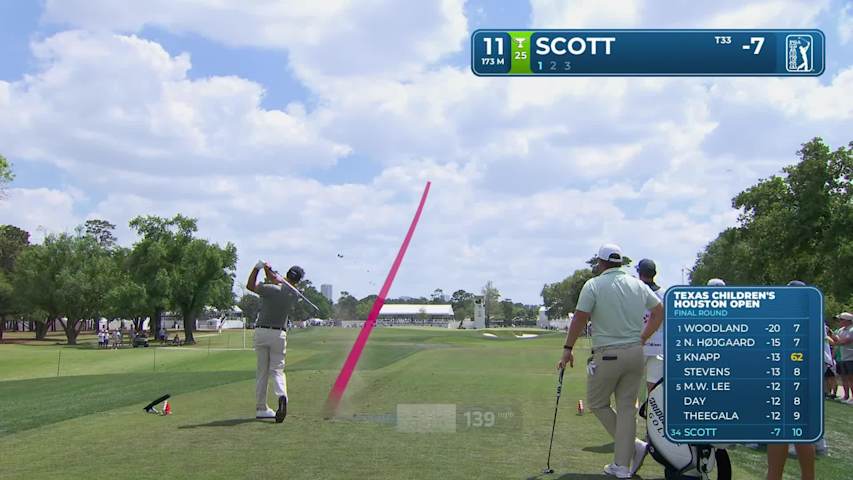 Adam Scott hits perfect shot from 189 yards for hole-in-one on No. 11 at Texas Children's
