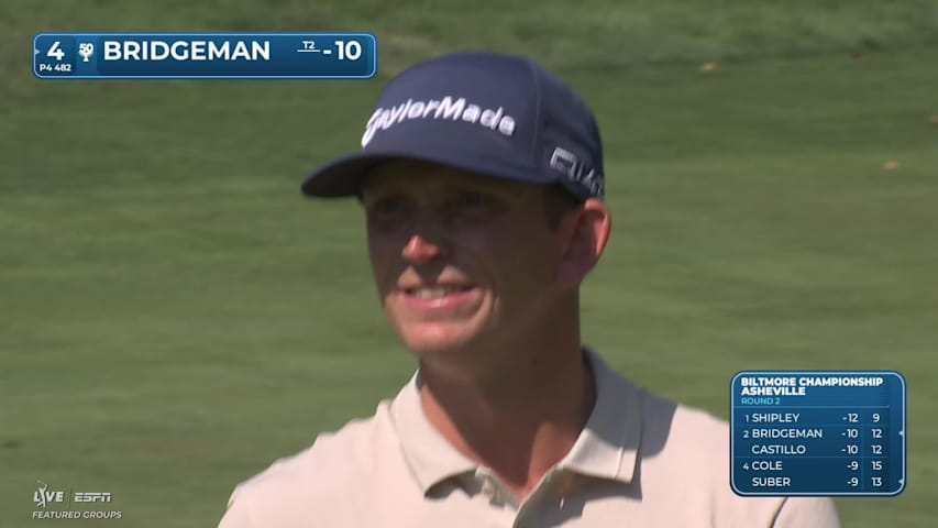 Jacob Bridgeman's 128-yard approach sets up birdie on No. 4 at Biltmore Championship
