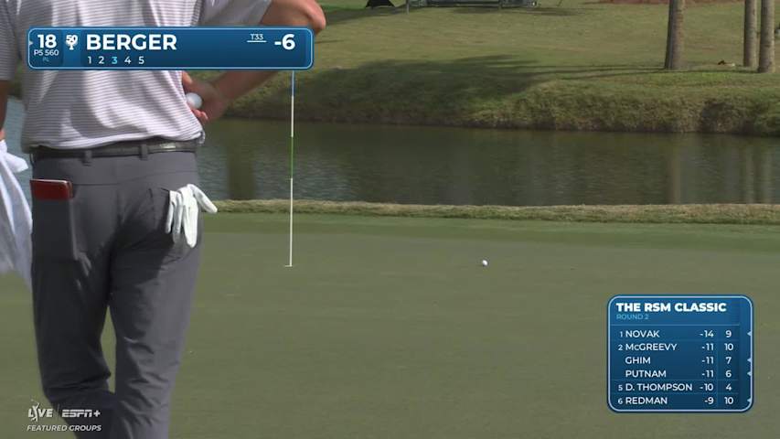 Daniel Berger makes birdie on No. 18 at The RSM Classic