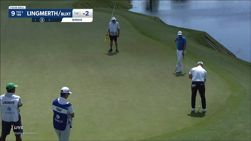 David Lingmerth holes 15-foot putt for birdie at Zurich Classic
