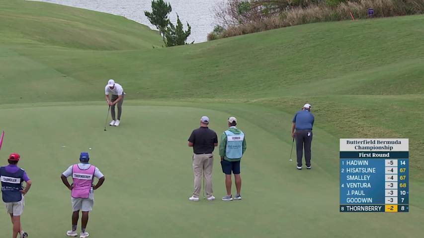 Braden Thornberry makes birdie on No. 18 at Butterfield Bermuda