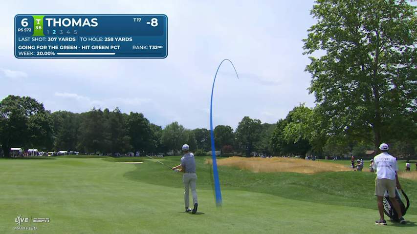 Justin Thomas sinks 3-foot putt for birdie on No. 6 at Travelers