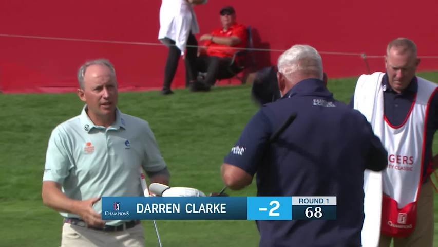 Darren Clarke makes birdie on No. 18 at Rogers Charity Classic
