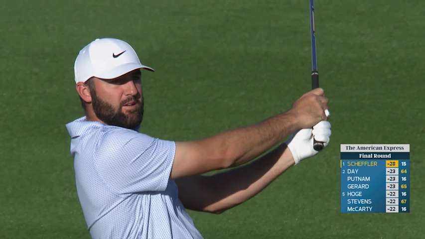 Scottie Scheffler makes 4-foot birdie putt on No. 16 at The American Express