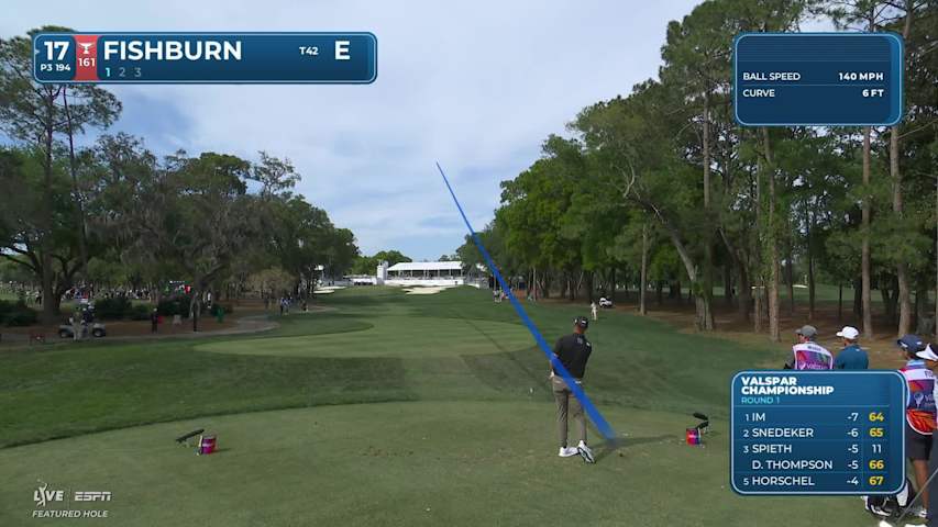 Patrick Fishburn buries 25-foot birdie putt on No. 17 at Valspar