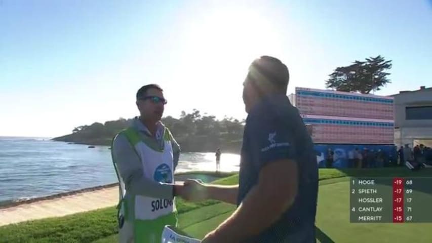 Tom Hoge pars the last to secure victory at AT&T Pebble Beach