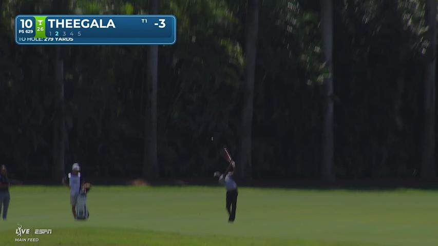 Sahith Theegala drains 4-foot putt for birdie on No. 10 at Cadillac