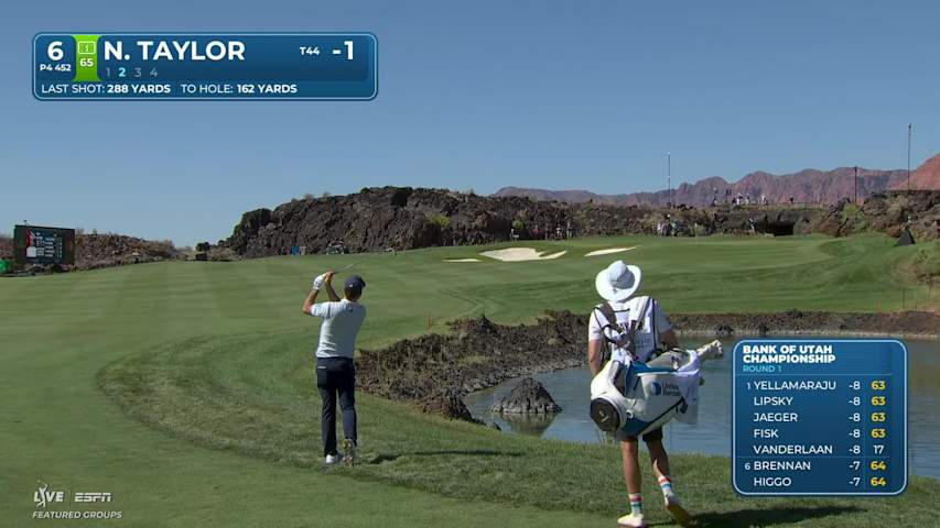 Nick Taylor sinks 23-foot birdie putt on No. 6 at Bank of Utah