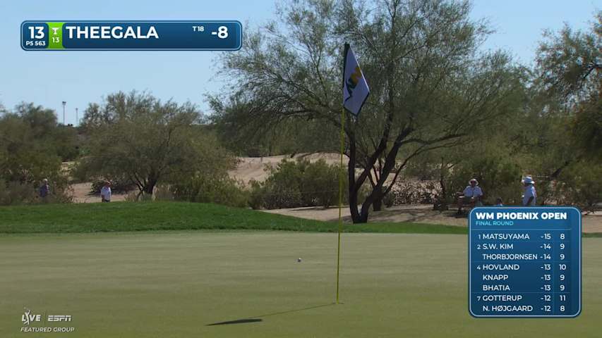 Sahith Theegala taps in from 1 foot for birdie on No. 13 at WM Phoenix Open