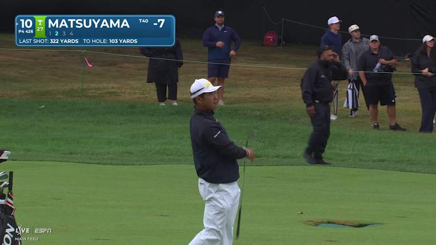 Hideki Matsuyama gets up-and-down from 102 yards for birdie on No. 10 at Rocket Classic