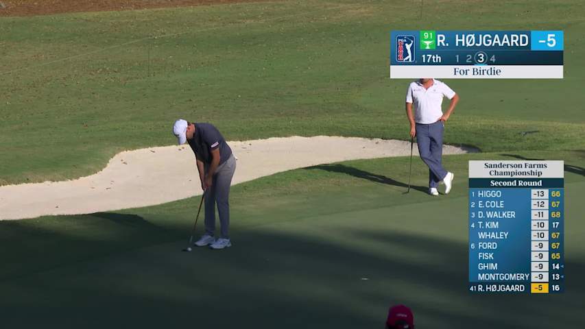 Rasmus Højgaard hits 90-yard approach to 9 feet, sets up birdie on No. 17 at Sanderson Farms