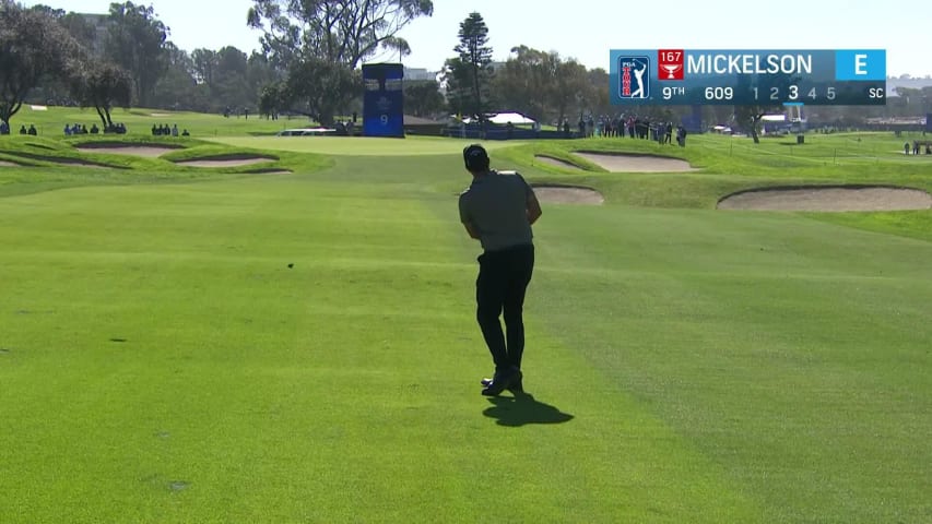 Phil Mickelson makes birdie on No. 9 at Farmers