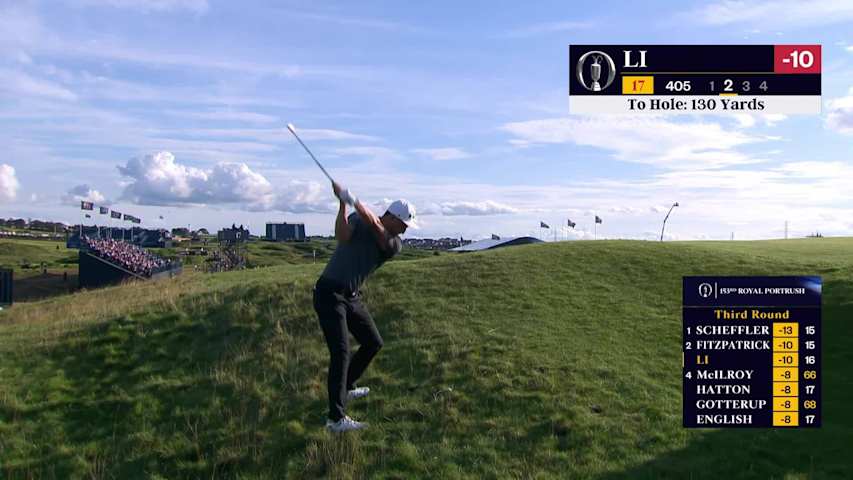 Haotong Li flights approach from rough to set up birdie at The Open