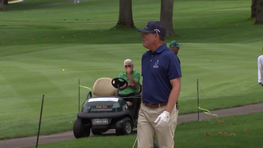 Justin Leonard makes birdie on No. 11 at Kaulig Companies Championship