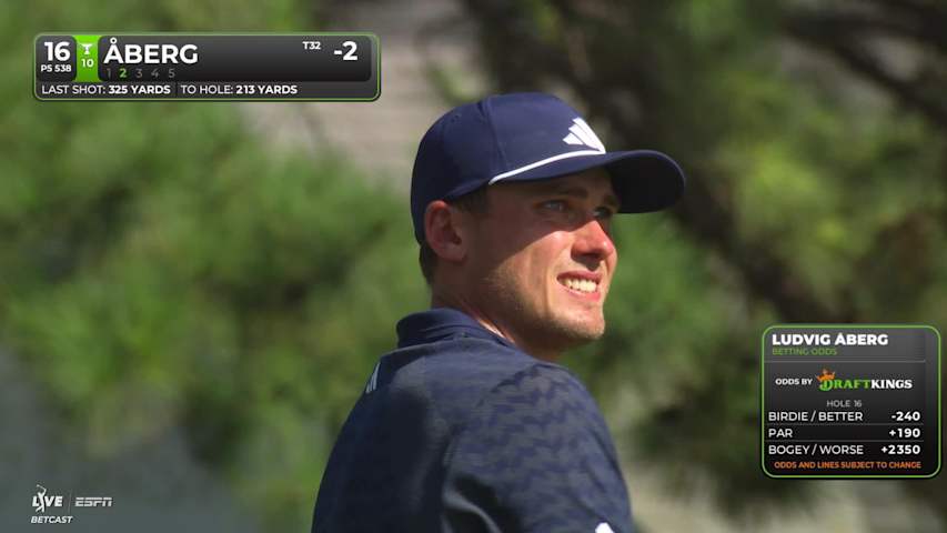 Ludvig Åberg drains 19-foot putt for birdie on No. 16 at FedEx St. Jude