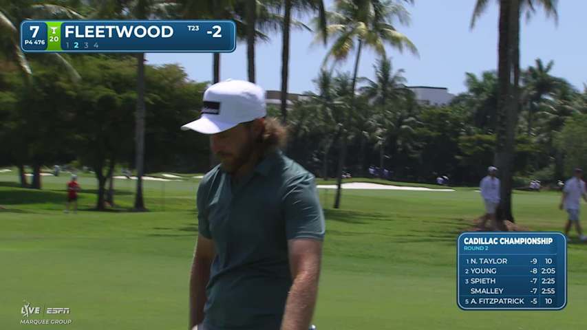 Tommy Fleetwood sinks 26-foot birdie putt on No. 7 at Cadillac