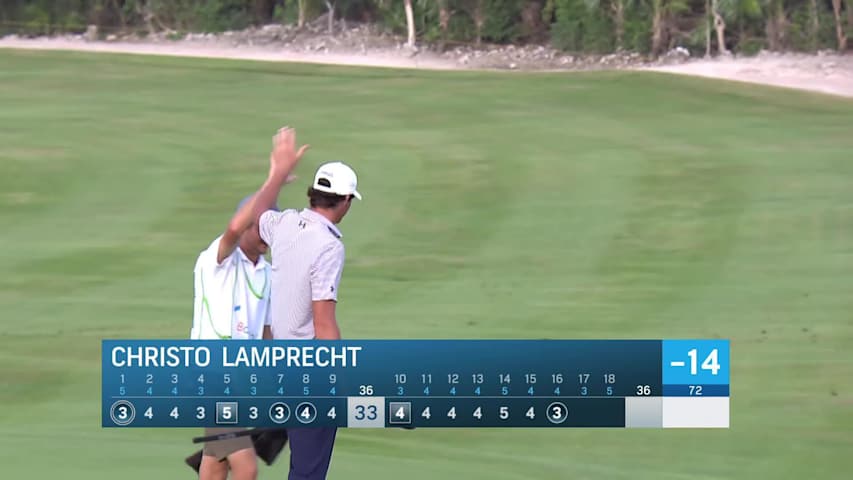 Christo Lamprecht chips it tight to set up birdie at The Bahamas Great Abaco Classic