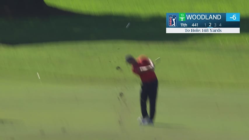 Gary Woodland gets up-and-down from 148 yards for birdie on No. 11 at Cadillac