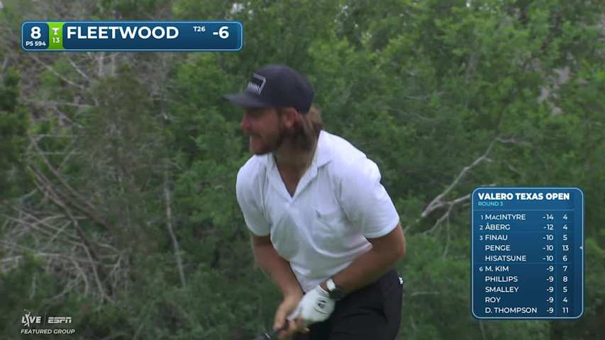 Tommy Fleetwood drains 9-foot birdie putt on No. 8 at Valero