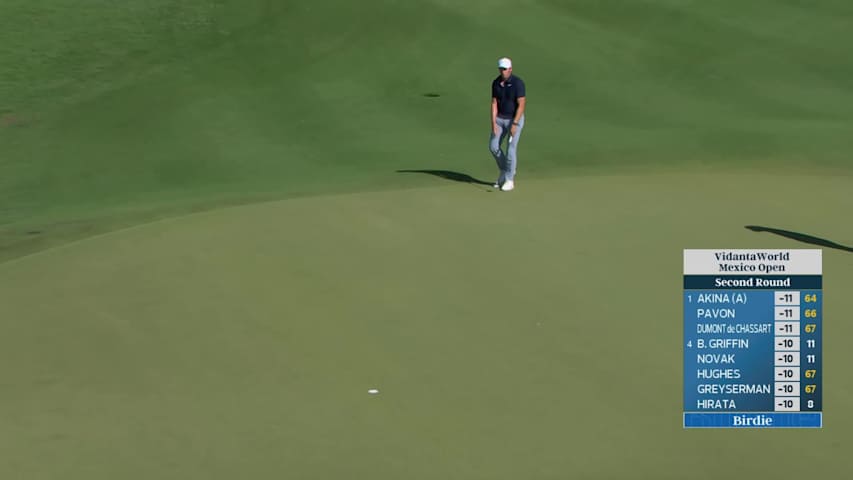 Ben James sinks 42-foot birdie putt on No. 16 at Mexico Open