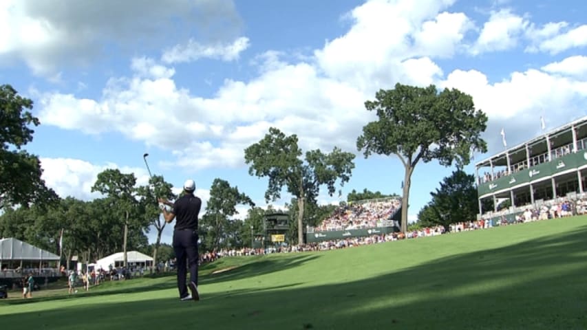 Cameron Tringale’s third shot yields birdie on No. 17 at Barclays