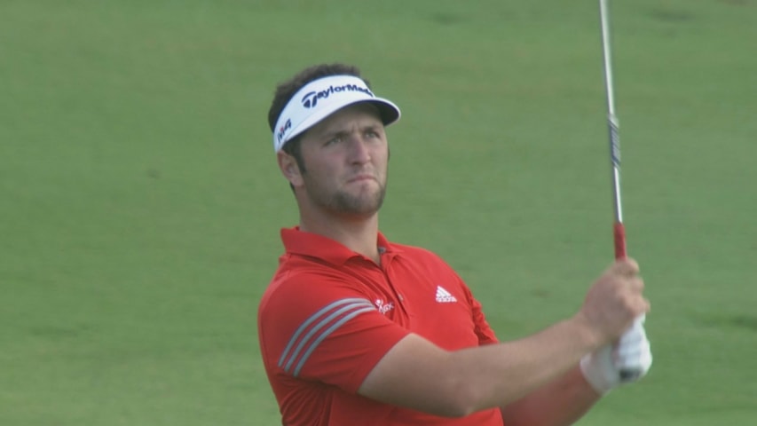 Jon Rahm's full bore 9-iron at Sentry