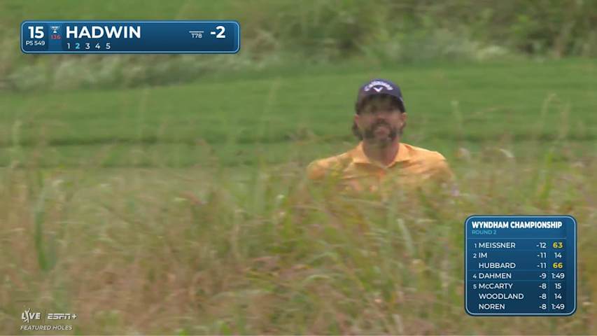 Adam Hadwin makes birdie on No. 15 at Wyndham