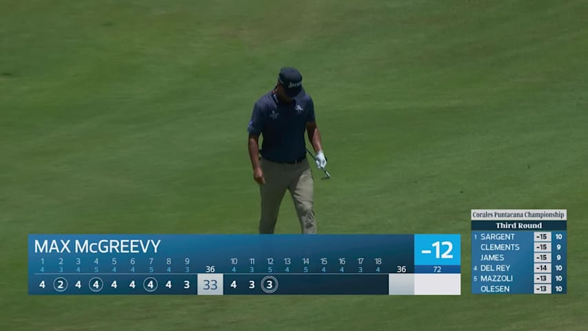 Max McGreevy holes 72-foot shot for eagle on No. 12 at Corales Puntacana