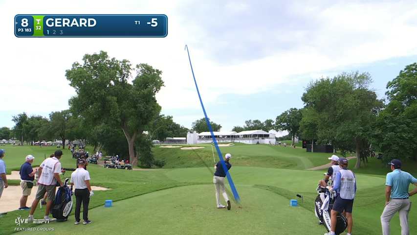Ryan Gerard sinks 25-foot birdie putt on No. 8 at Charles Schwab