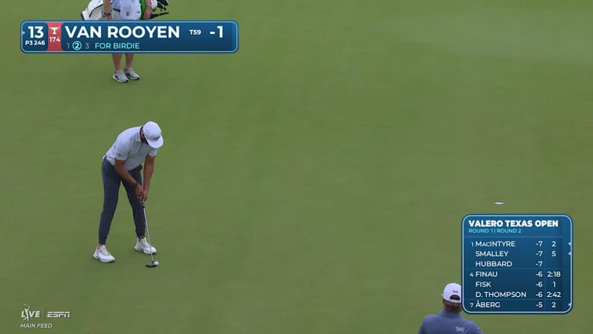 Erik van Rooyen hits tee shot to 15 feet, sets up birdie on No. 13 at Valero