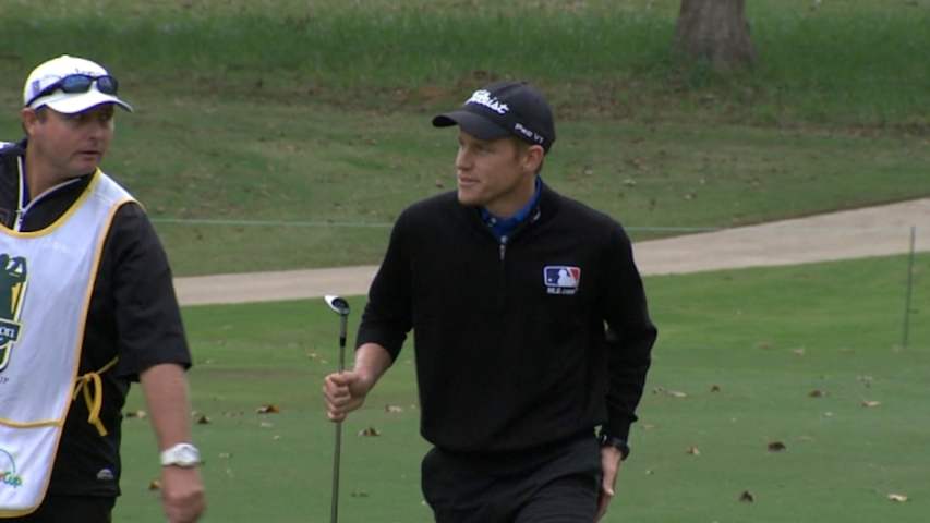Peter Malnati masters his second shot on No. 15 at Sanderson Farms