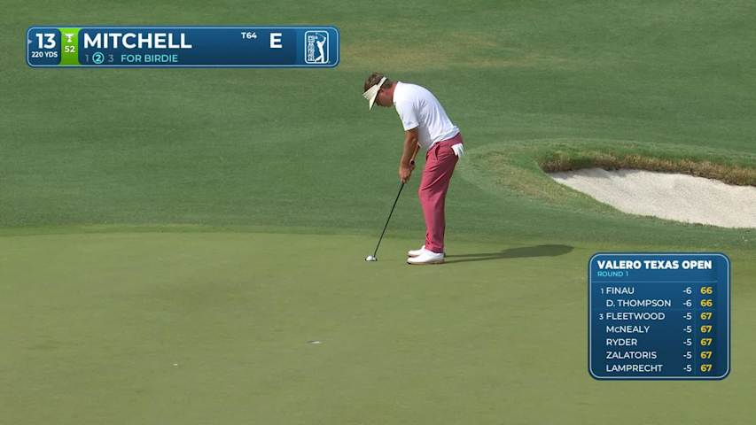 Keith Mitchell drains 15-foot birdie putt on No. 13 at Valero