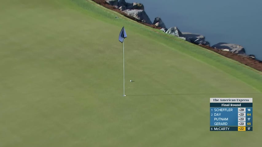 Matt McCarty hits 148-yard approach to 5 feet, sets up birdie on 18 at The American Express