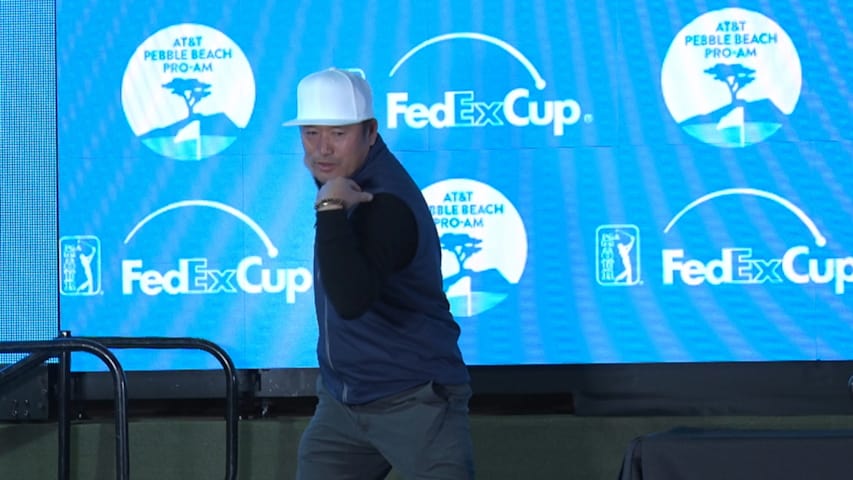 Ho Sung Choi demonstrates swing before AT&T Pebble Beach