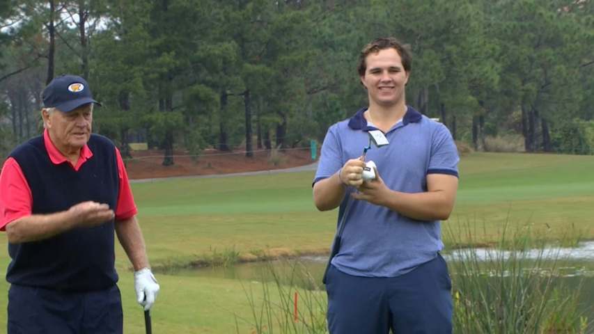 Team Nicklaus gets up and down for birdie at PNC Father Son