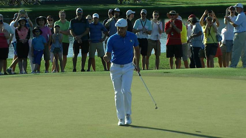 Bryson DeChambeau sinks eagle putt on No. 16 at Arnold Palmer
