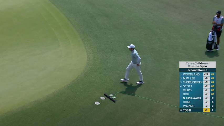 Alejandro Tosti holes out 86-foot birdie putt on No. 12 at Texas Children's