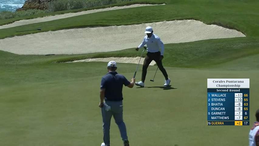 Juan Jose Guerra rolls in birdie putt at Corales Puntacana