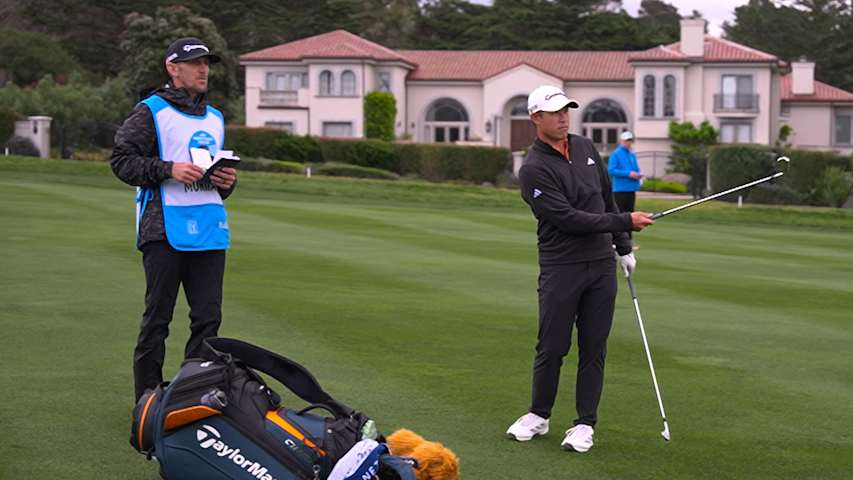 Collin Morikawa's caddie conversation on No. 16 at AT&T Pebble Beach