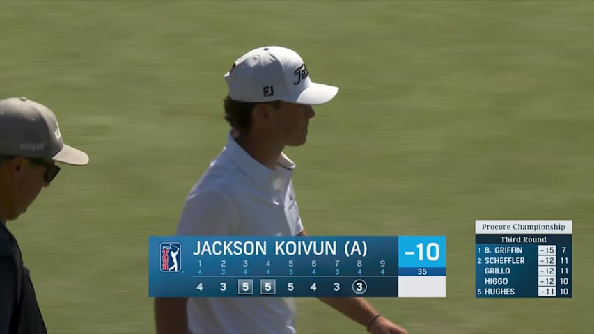 Jackson Koivun sinks 6-foot birdie putt on No. 8 at Procore