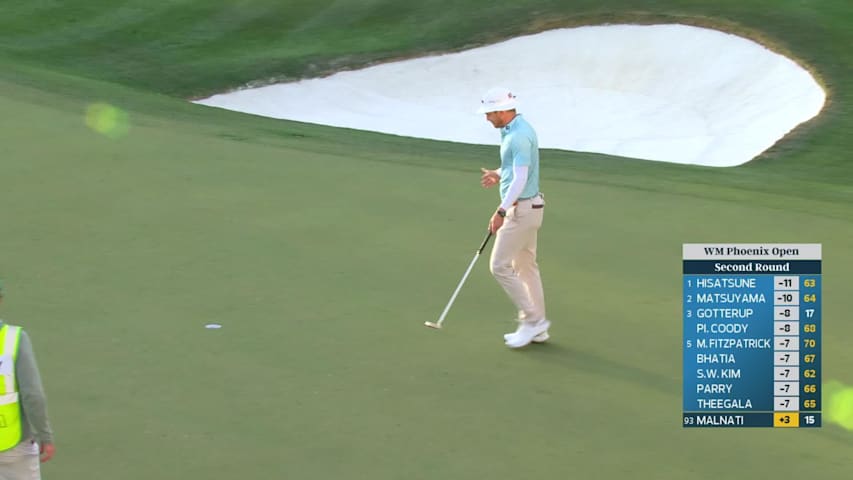 Peter Malnati holes out from 25 feet for birdie on No. 16 at WM Phoenix Open