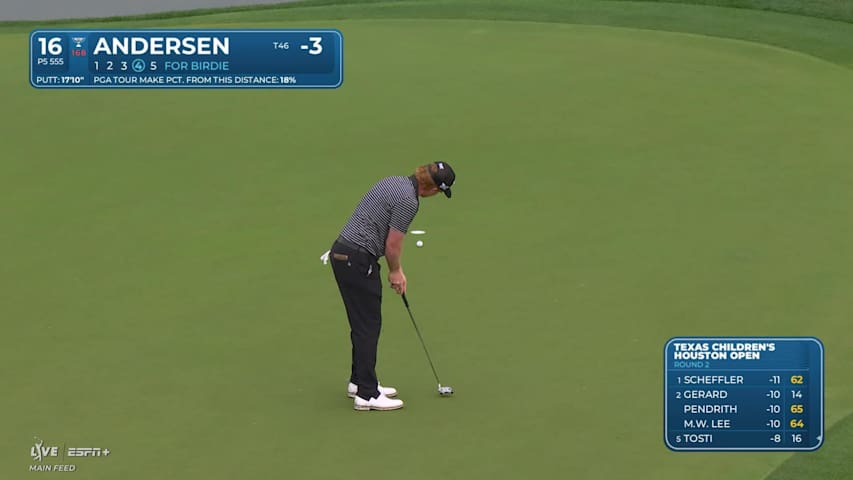 Mason Andersen makes birdie on No. 16 at Houston Open