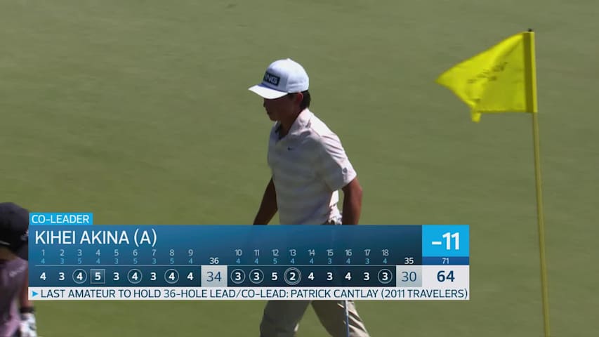Kihei Akina holes 29-foot approach for birdie on No. 18 at Mexico Open