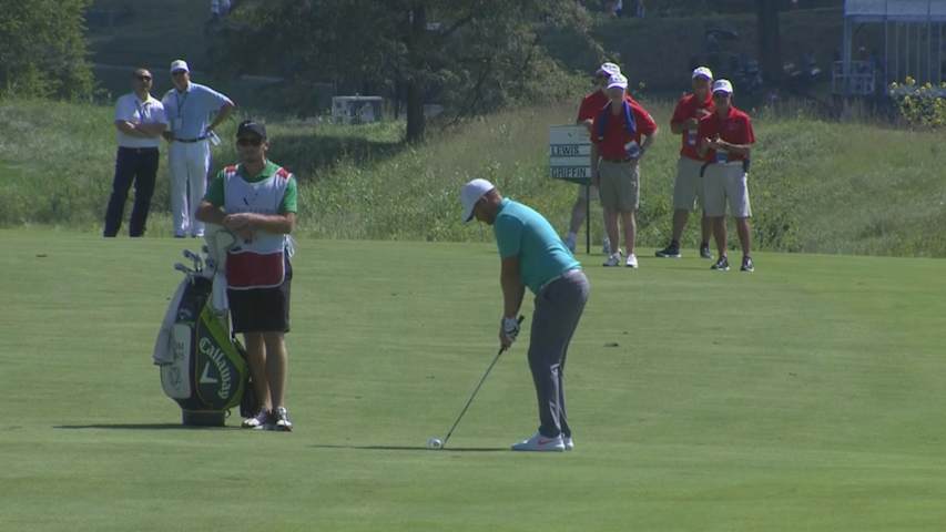 Tom Lewis plays the spin nicely at Korn Ferry Tour Championship