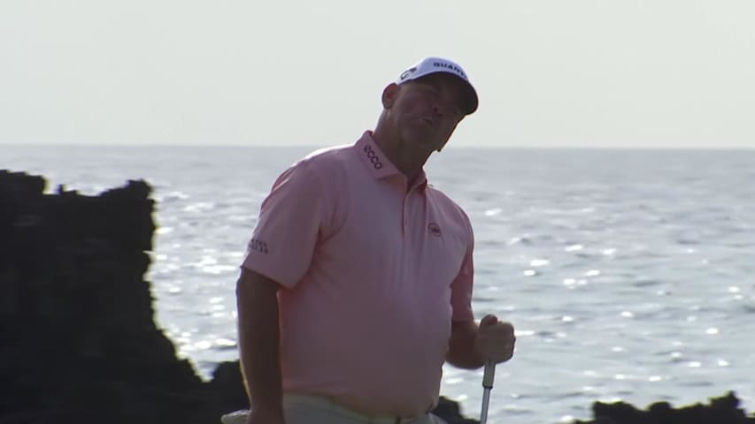 Thomas Bjørn makes birdie on No. 17 at Mitsubishi Electric Championship at Hualalai