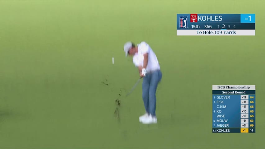 Ben Kohles gets up-and-down from 110 yards for birdie on No. 15 at ISCO Championship