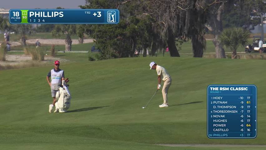 Chandler Phillips hits 167-yard approach to 16 feet, sets up birdie on No. 18 at The RSM Classic